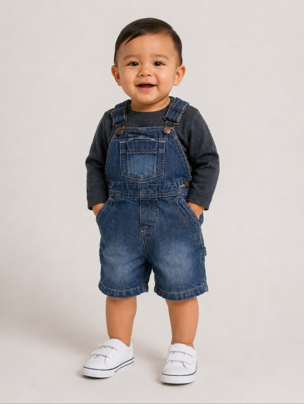 GENUINE KIDS Denim Jean Blue Overalls 12M Adjustable Straps Pockets